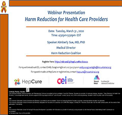 HepCure and CEI co-sponsored Webinar: Harm Reduction for Health Care Providers